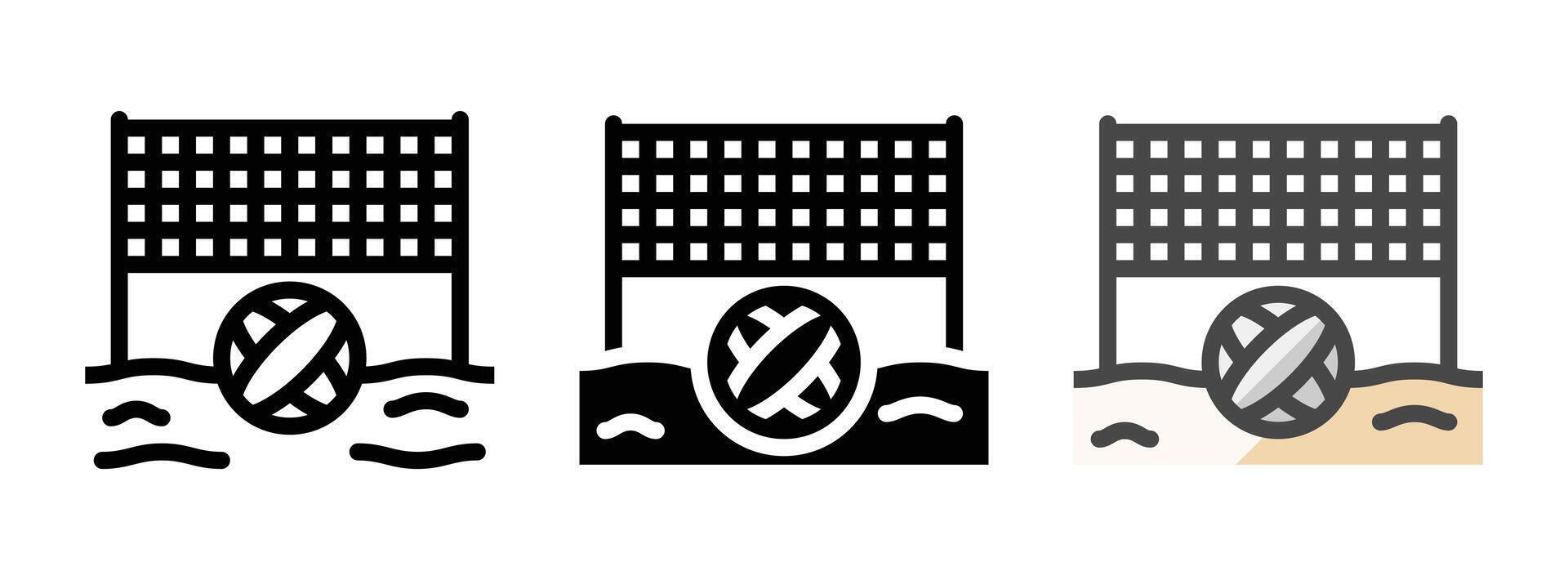 Multipurpose Beach Volleyball Vector Icon in Outline, Glyph, Filled Outline Style