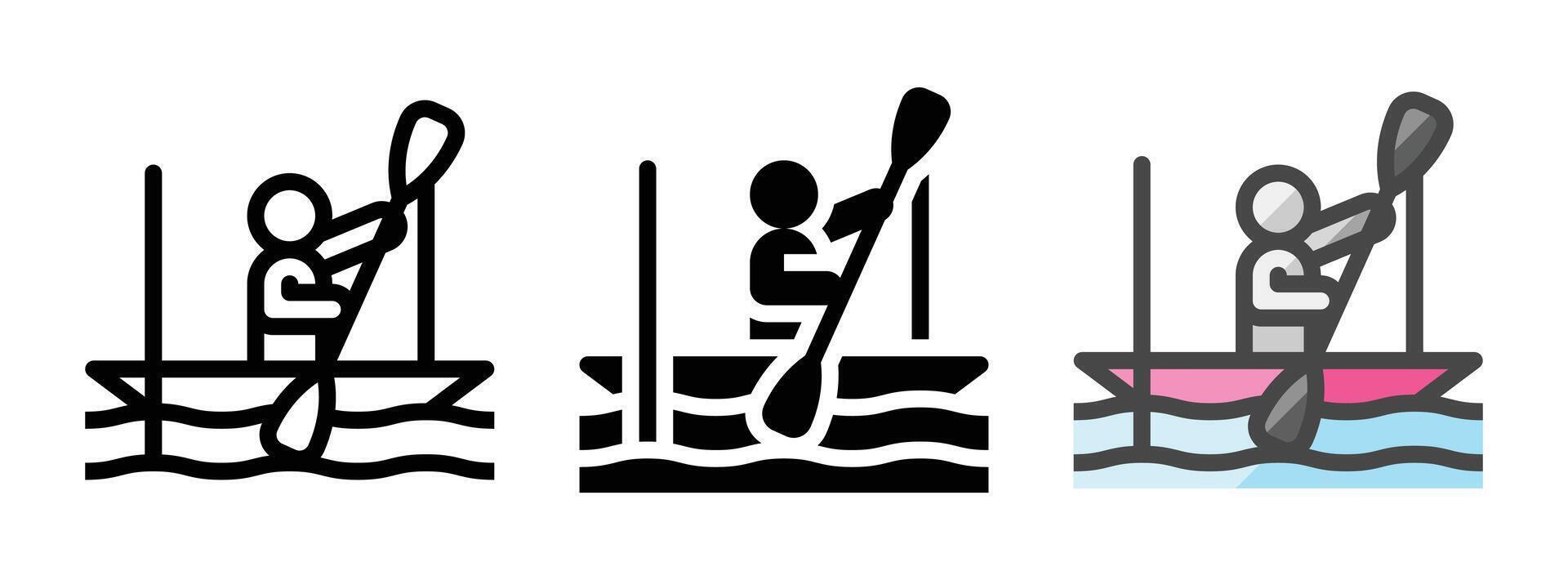 Multipurpose Canoeist Vector Icon In Outline, Glyph, Filled Outline Style