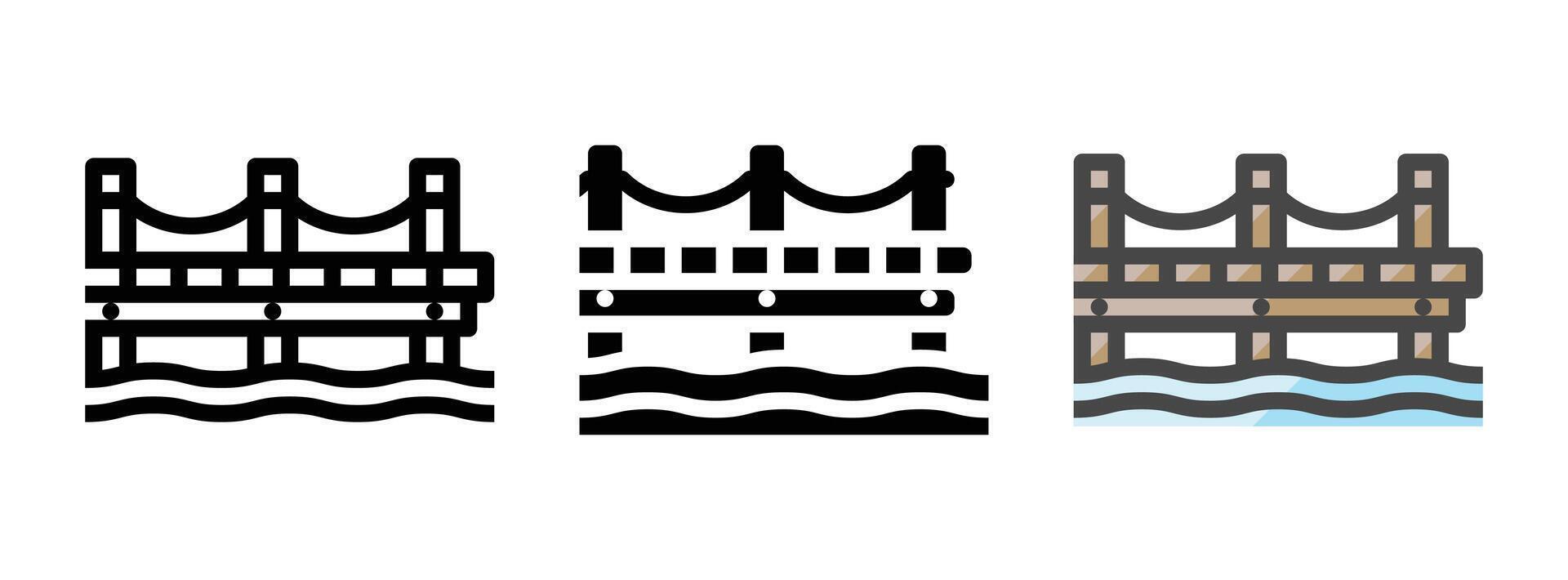 Multipurpose Dock Vector Icon in Outline, Glyph, Filled Outline Style