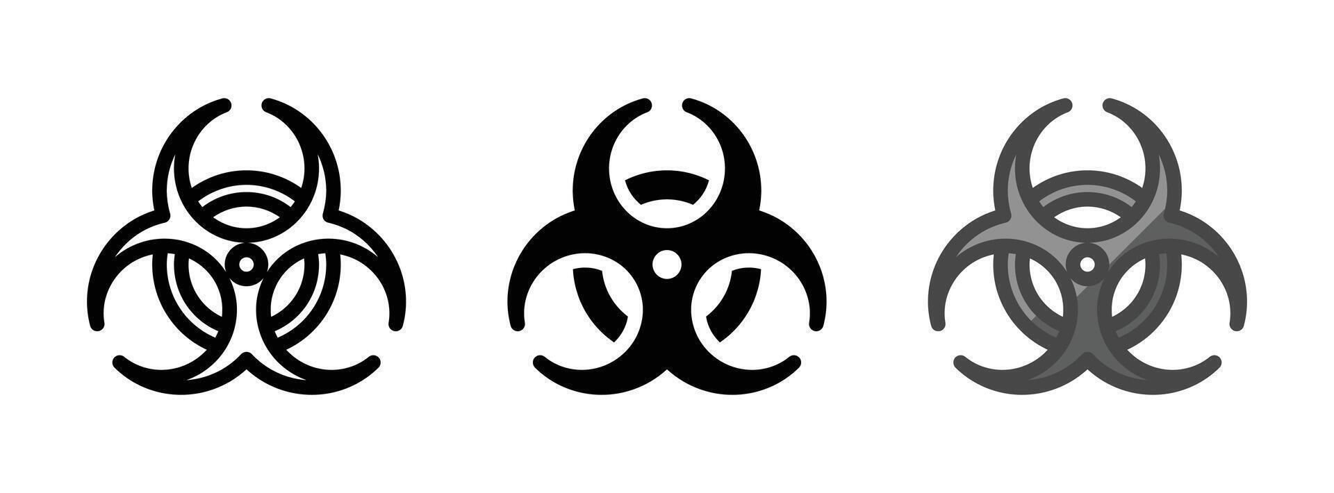 Multipurpose Biohazard Vector Icon in Outline, Glyph, Filled Outline Style