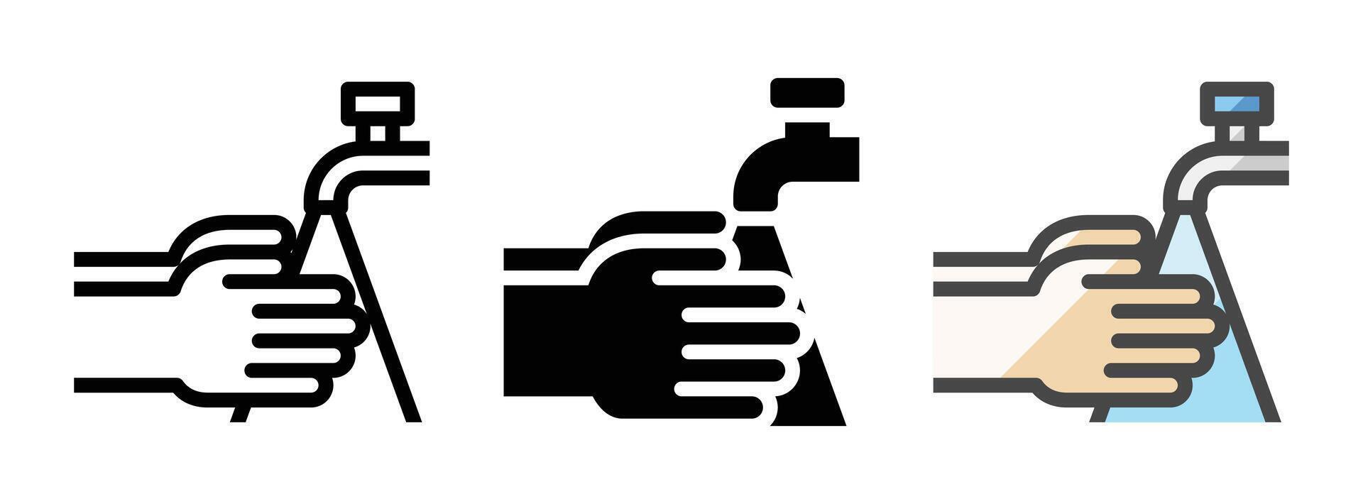 Multipurpose Washing Hands Vector Icon in Outline, Glyph, Filled Outline Style