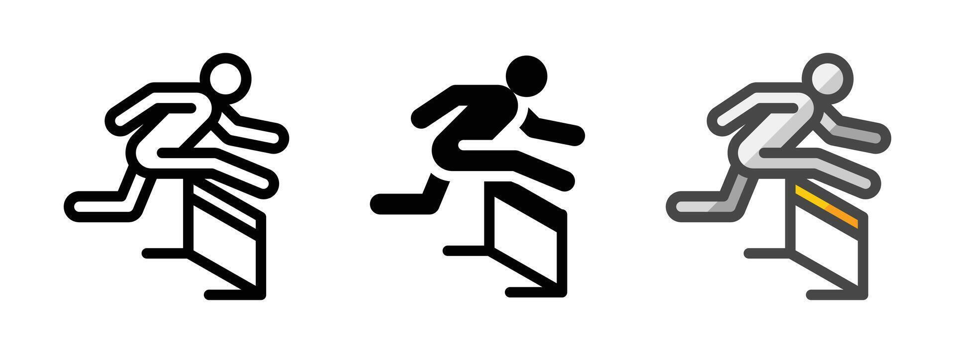 Multipurpose Hurdles Race Vector Icon in Outline, Glyph, Filled Outline Style