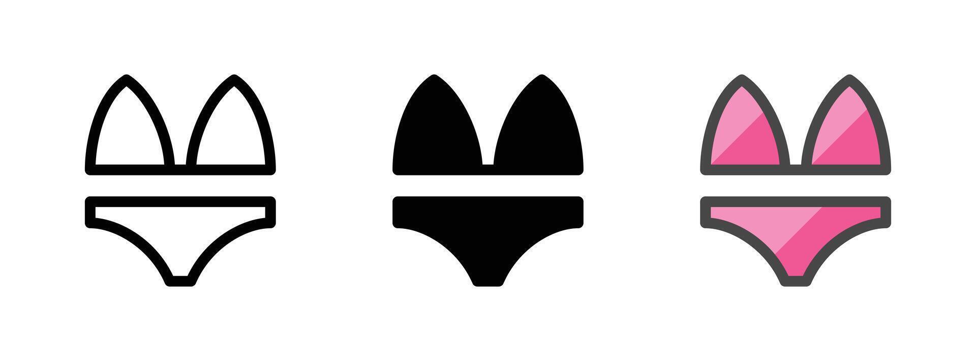 Multipurpose Bikini Vector Icon in Outline, Glyph, Filled Outline Style