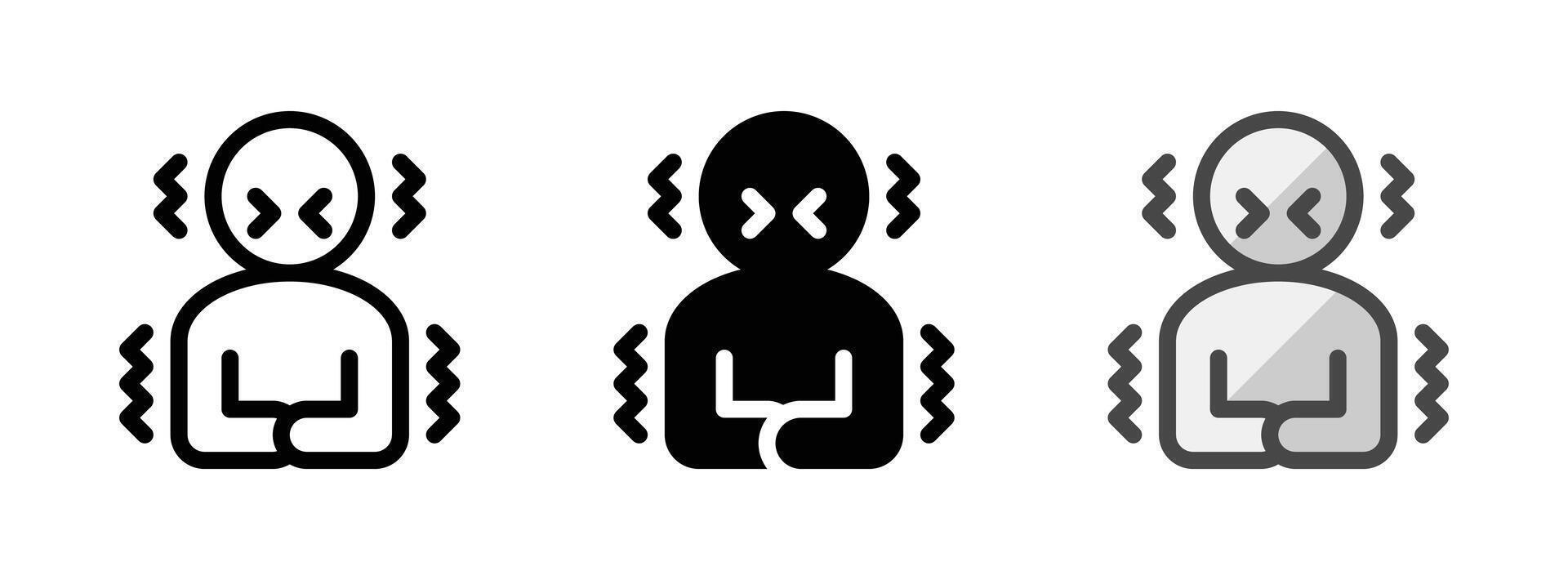 Multipurpose Stomachache Vector Icon in Outline, Glyph, Filled Outline Style