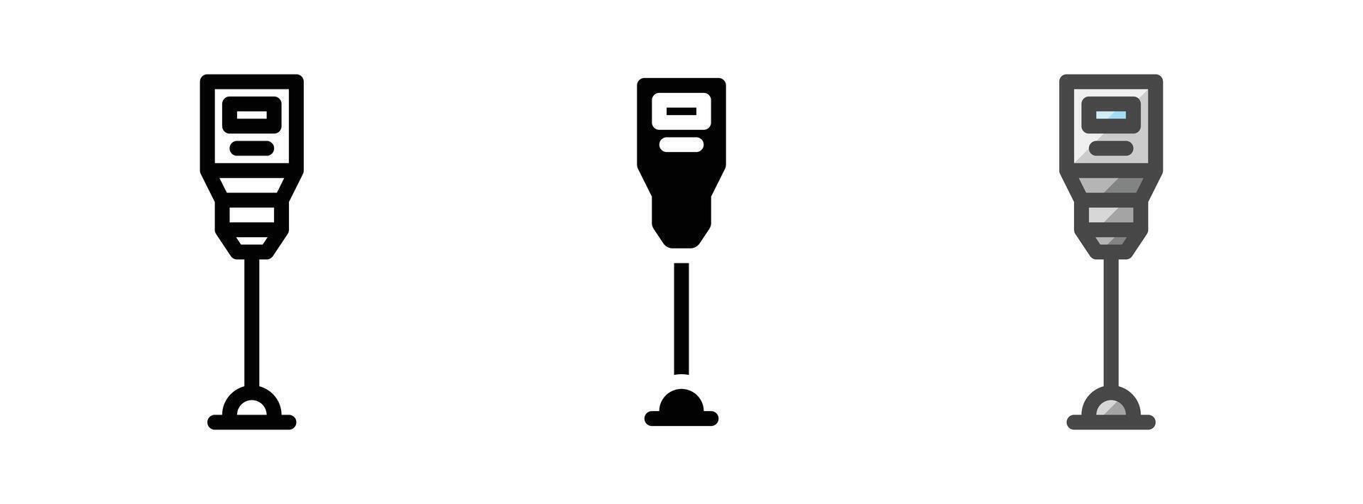 Multipurpose Parking Meter Vector Icon in Outline, Glyph, Filled Outline Style