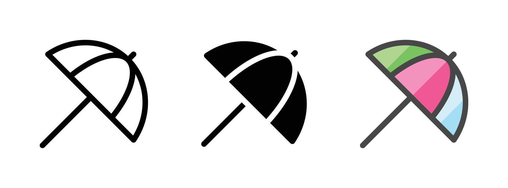 Multipurpose Umbrella Vector Icon in Outline, Glyph, Filled Outline Style