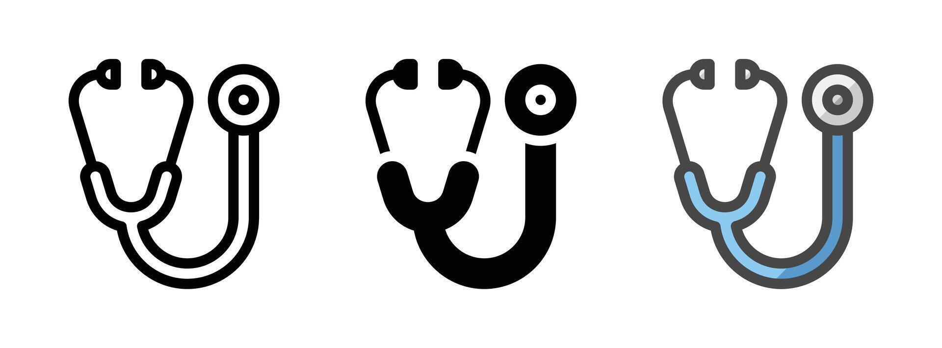 Multipurpose Stethoscope Vector Icon in Outline, Glyph, Filled Outline Style