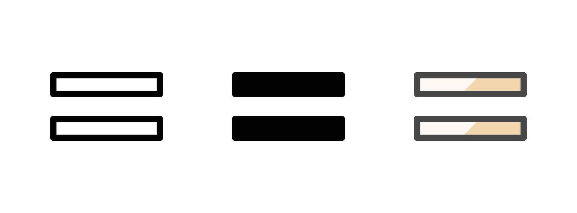 Multipurpose Equal Vector Icon in Outline, Glyph, Filled Outline Style