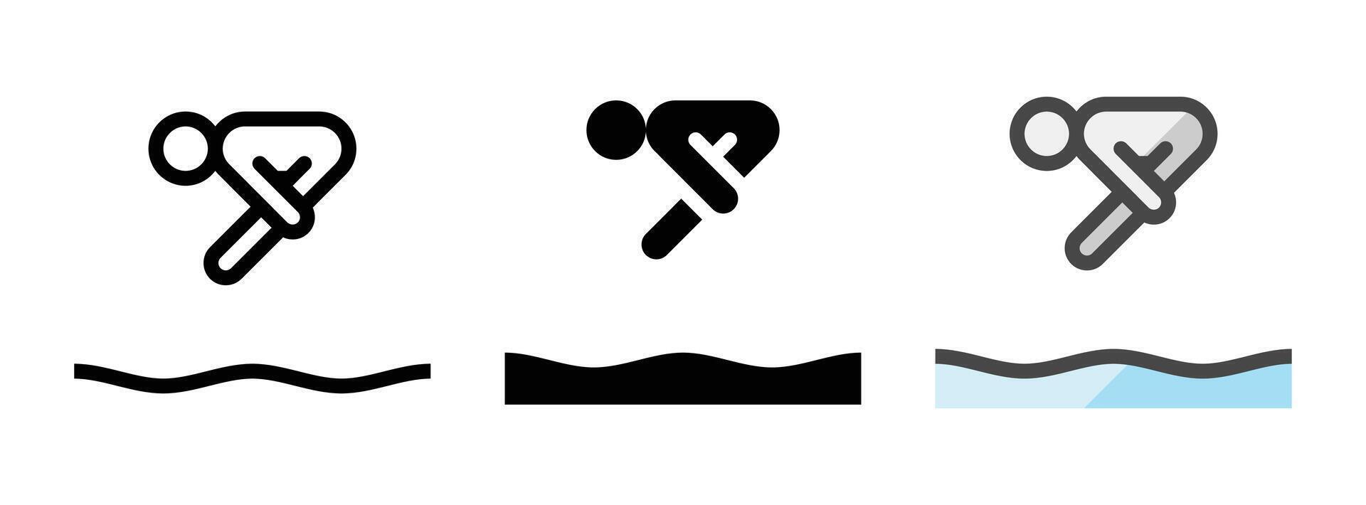 Multipurpose Diving Vector Icon in Outline, Glyph, Filled Outline Style