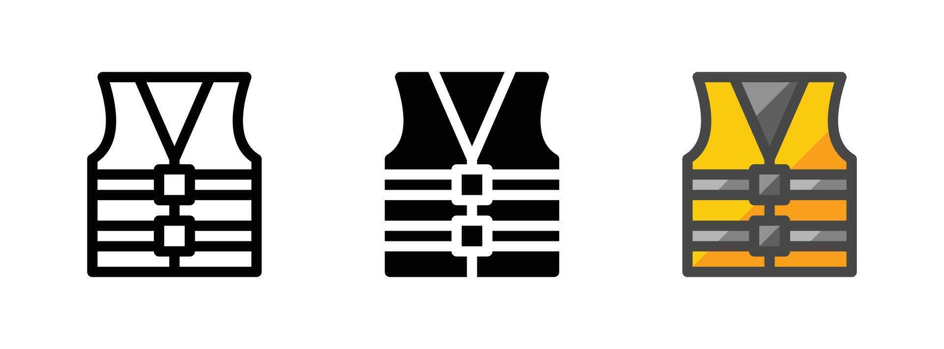 Multipurpose Life Jacket Vector Icon in Outline, Glyph, Filled Outline Style