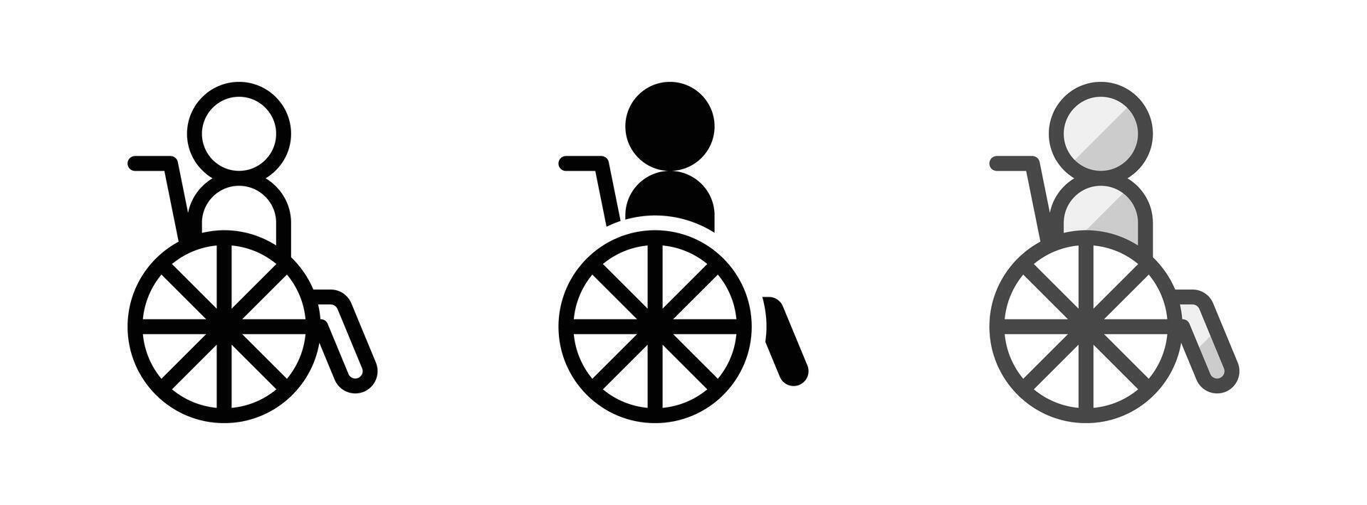 Multipurpose Wheelchair Vector Icon in Outline, Glyph, Filled Outline Style