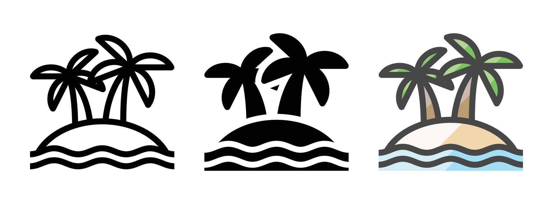 Multipurpose Island Vector Icon in Outline, Glyph, Filled Outline Style