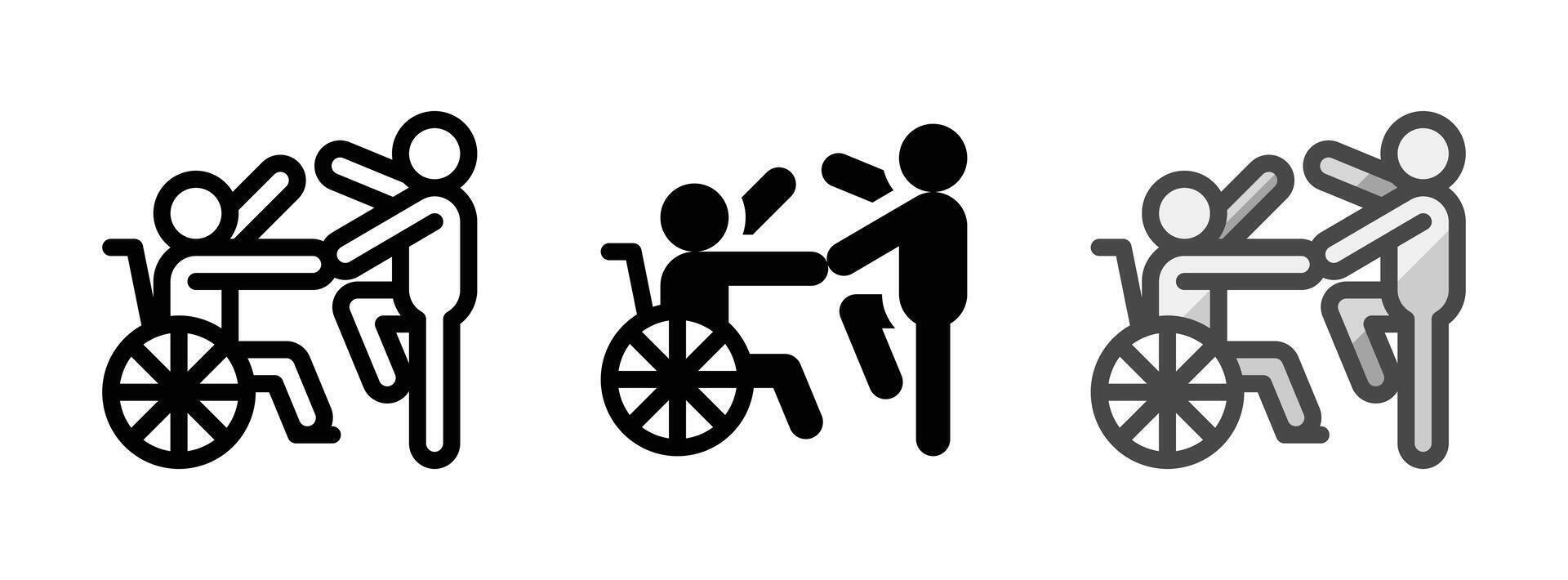 Multipurpose Wheelchair Dance Vector Icon in Outline, Glyph, Filled Outline Style