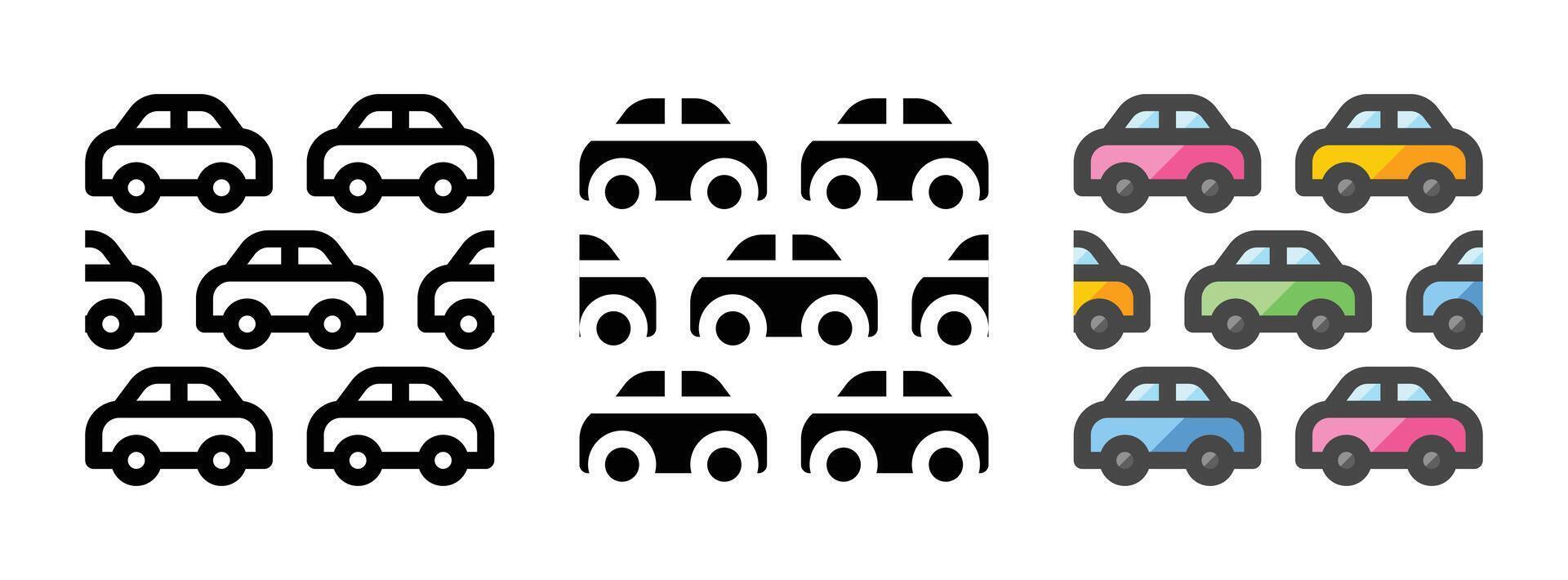 Multipurpose Traffic Jam Vector Icon in Outline, Glyph, Filled Outline Style