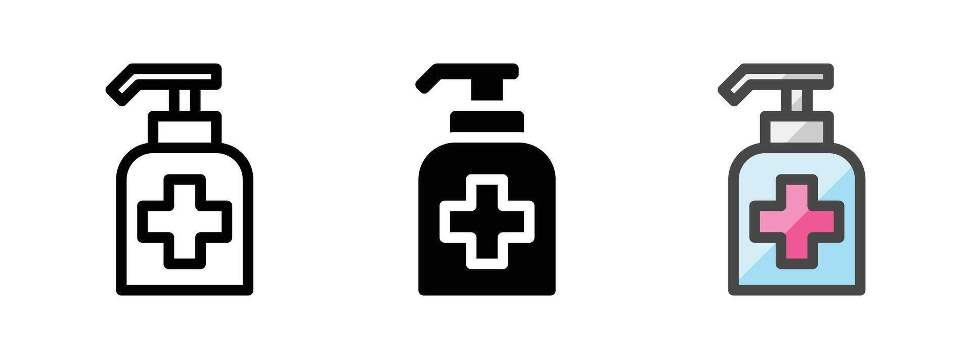 Multipurpose Hand Sanitizer Vector Icon in Outline, Glyph, Filled Outline Style