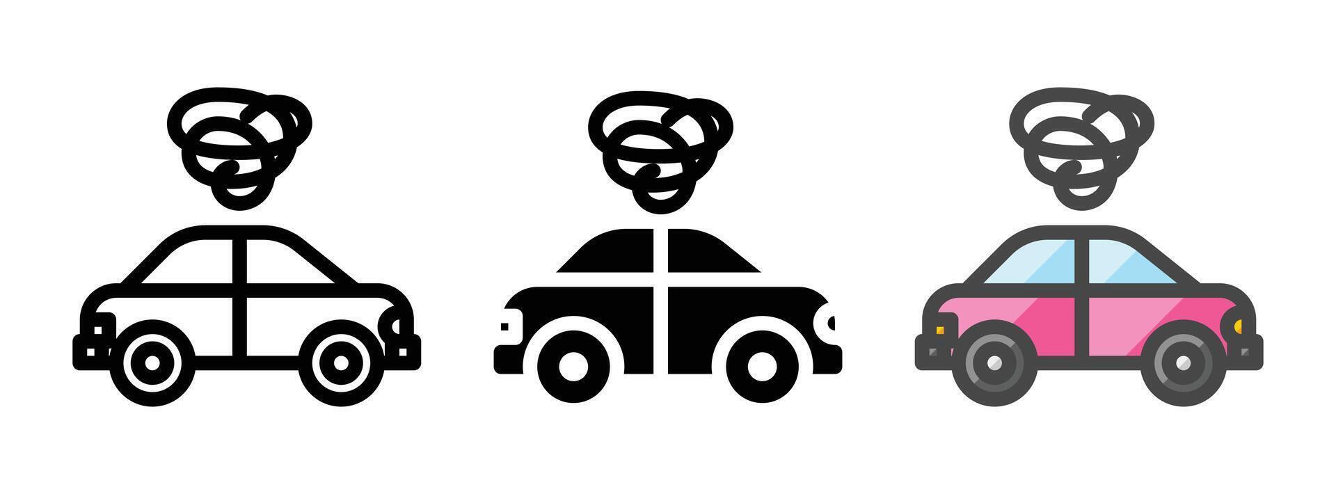 Multipurpose Road Rage Vector Icon in Outline, Glyph, Filled Outline Style