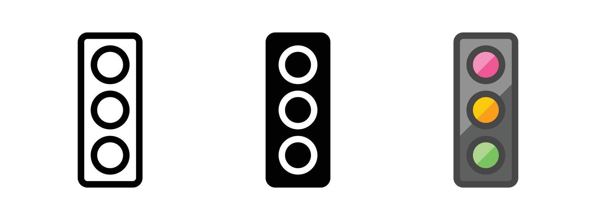 Multipurpose Traffic Lights Vector Icon in Outline, Glyph, Filled Outline Style