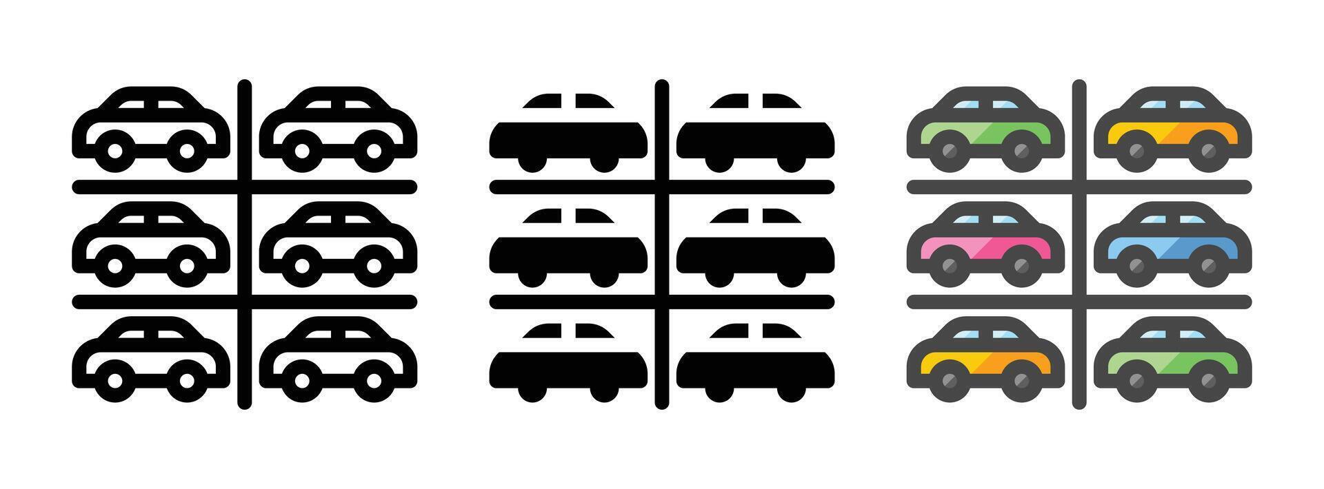 Multipurpose Parking Lot Vector Icon in Outline, Glyph, Filled Outline Style