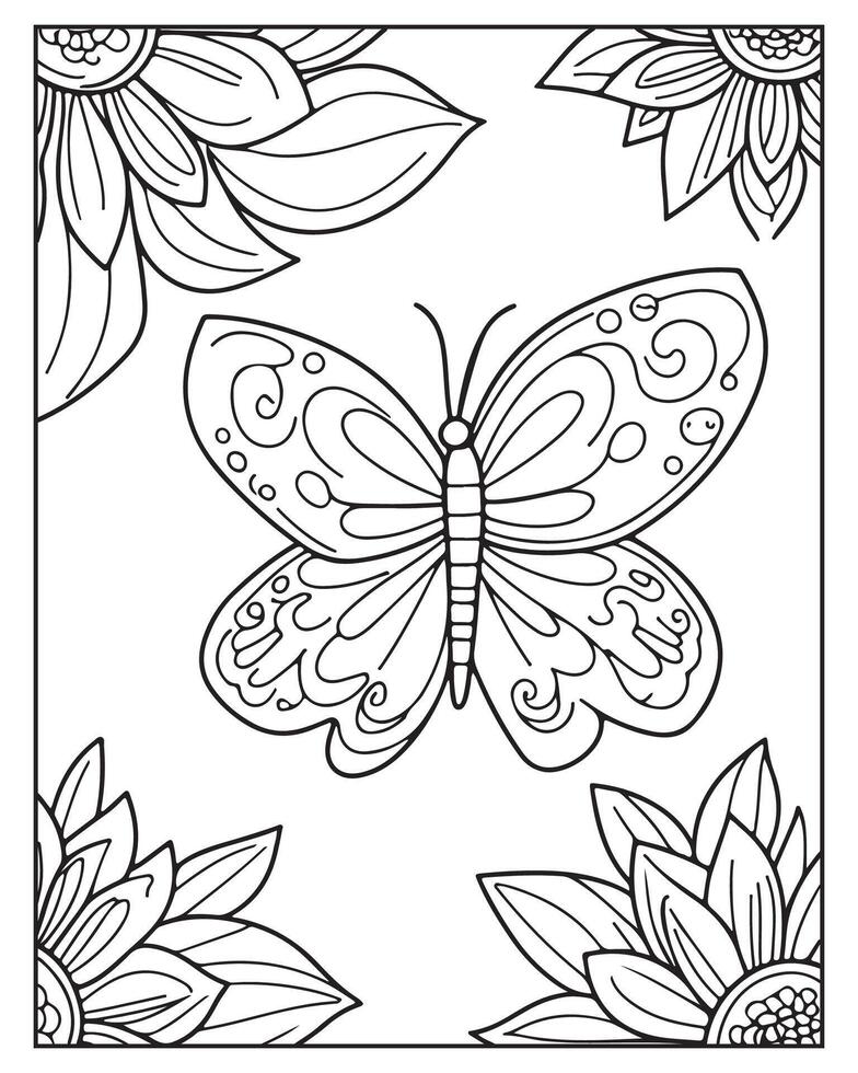 Beautiful butterfly Coloring Page vector