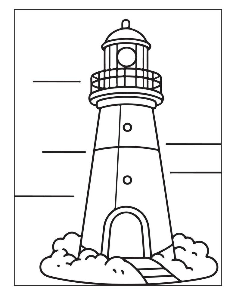 Light House Coloring Page, Kids Coloring Pages vector