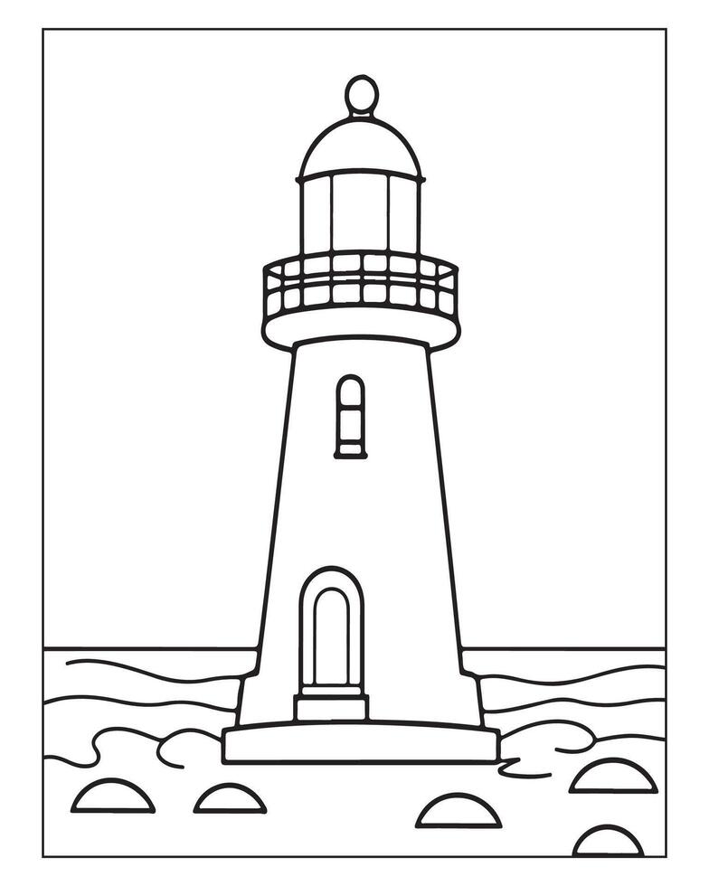 Light House Coloring Page, Kids Coloring Pages vector