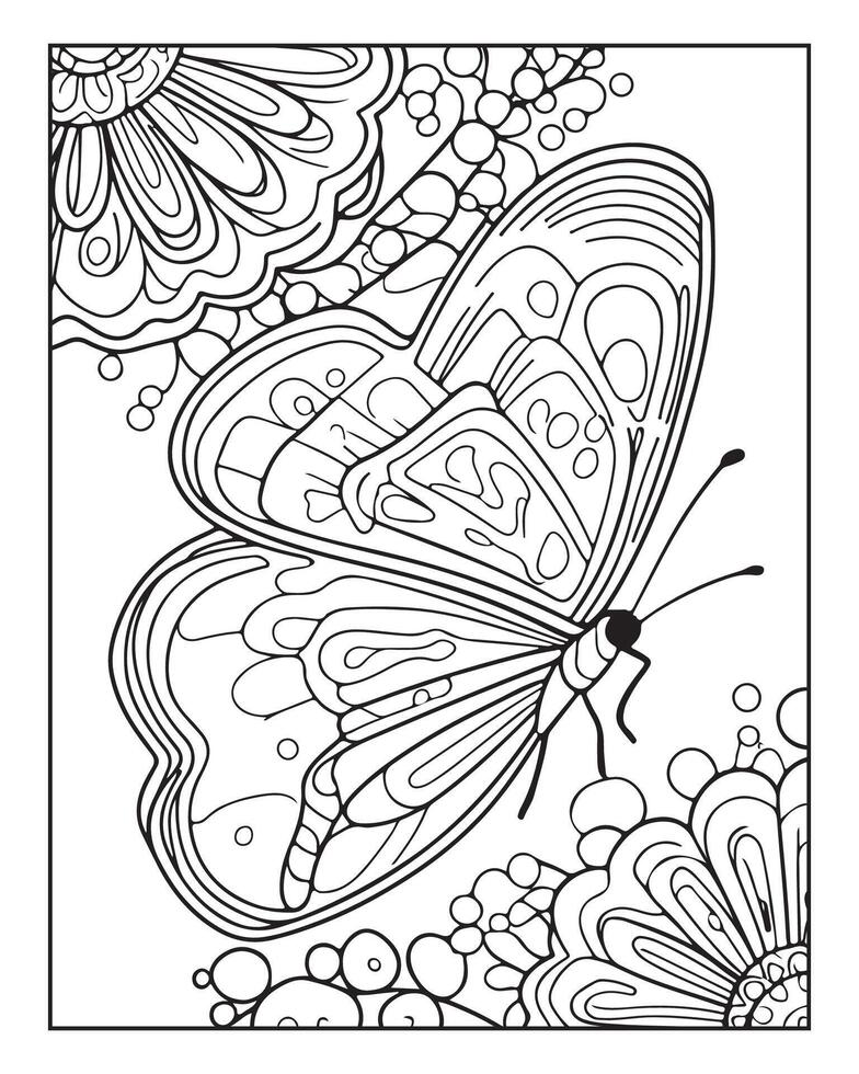 Beautiful butterfly Coloring Page vector