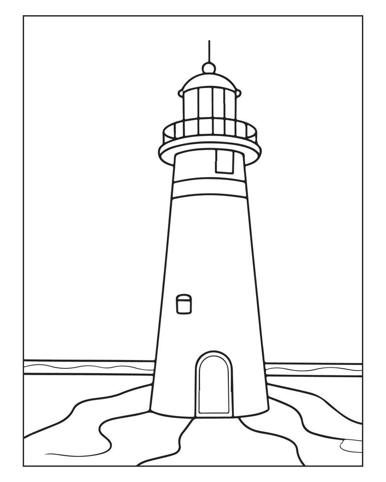 Light House Coloring Page, Kids Coloring Pages vector