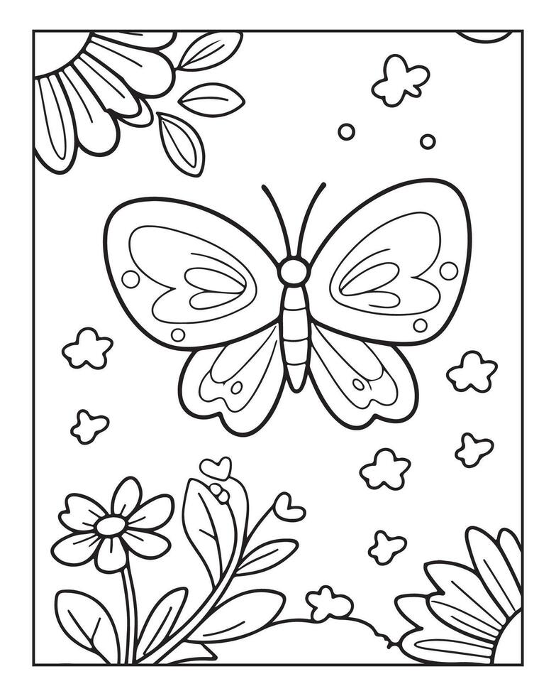 Beautiful butterfly Coloring Page vector