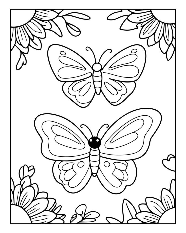 Beautiful butterfly Coloring Page vector