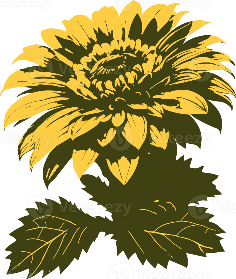 AI generated Isolated two tone blooming flower silhouette illustration on transparent background png, floral element, spring decoration, summer, gardening, clipart, botany png