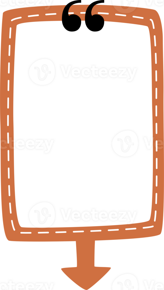 Colorful pastel orange color speech bubble balloon with quotation marks, icon sticker memo keyword planner text box banner, flat png transparent element design