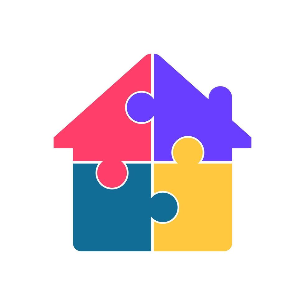 House puzzle piece. Business building. Vector