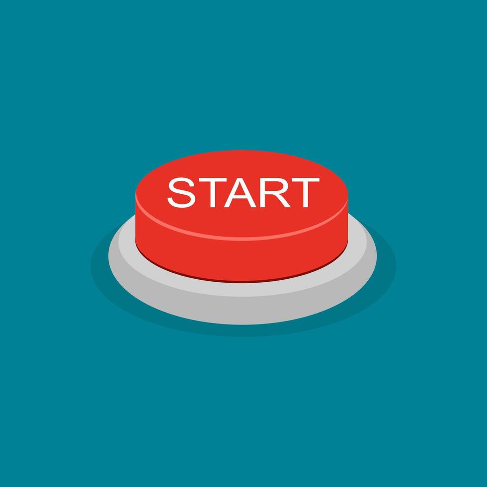 Red start button. startup concept vector