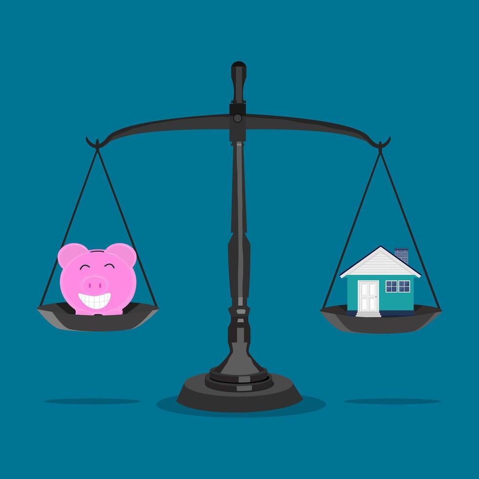 casa y cerdito banco. el concepto de ahorro y invertir en real inmuebles vector