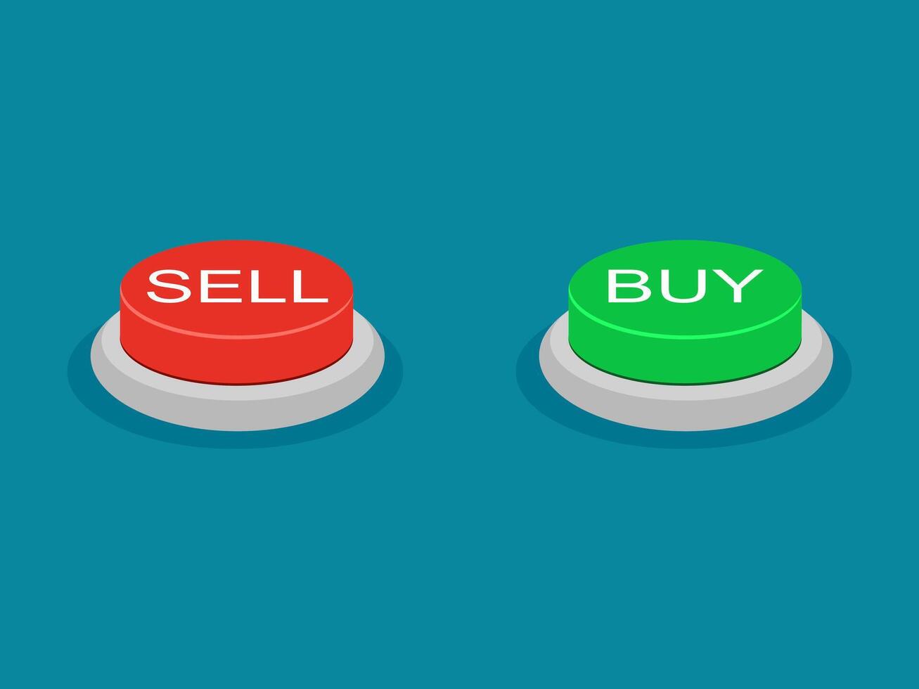 Buy and sell buttons. stock trading vector