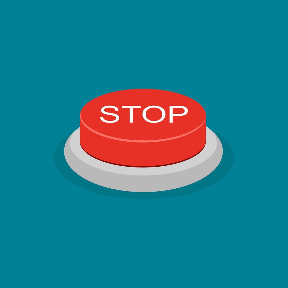 Red stop button. Stop concept vector