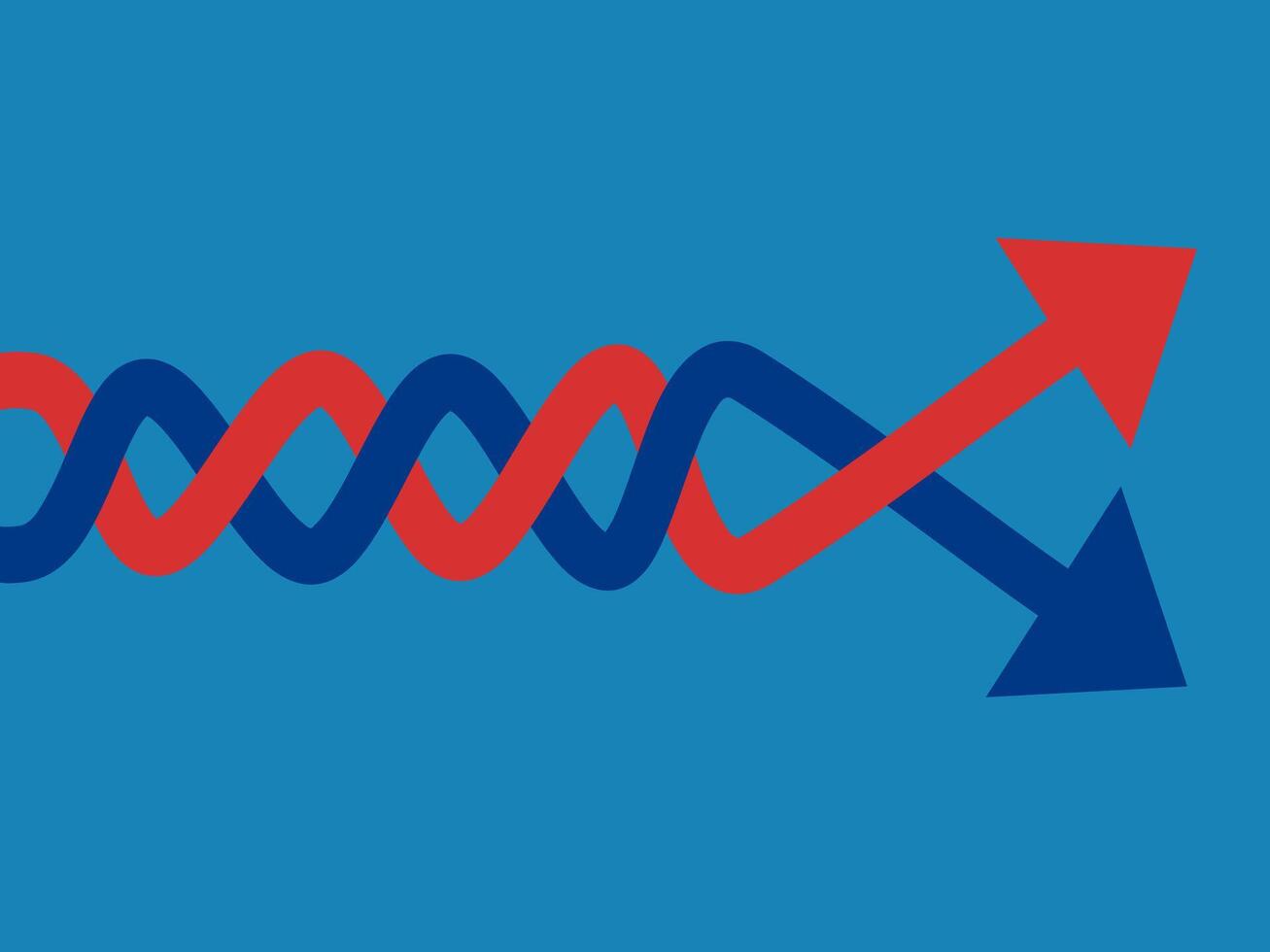 Chart with fluctuating growth and fall graph, stock crisis vector