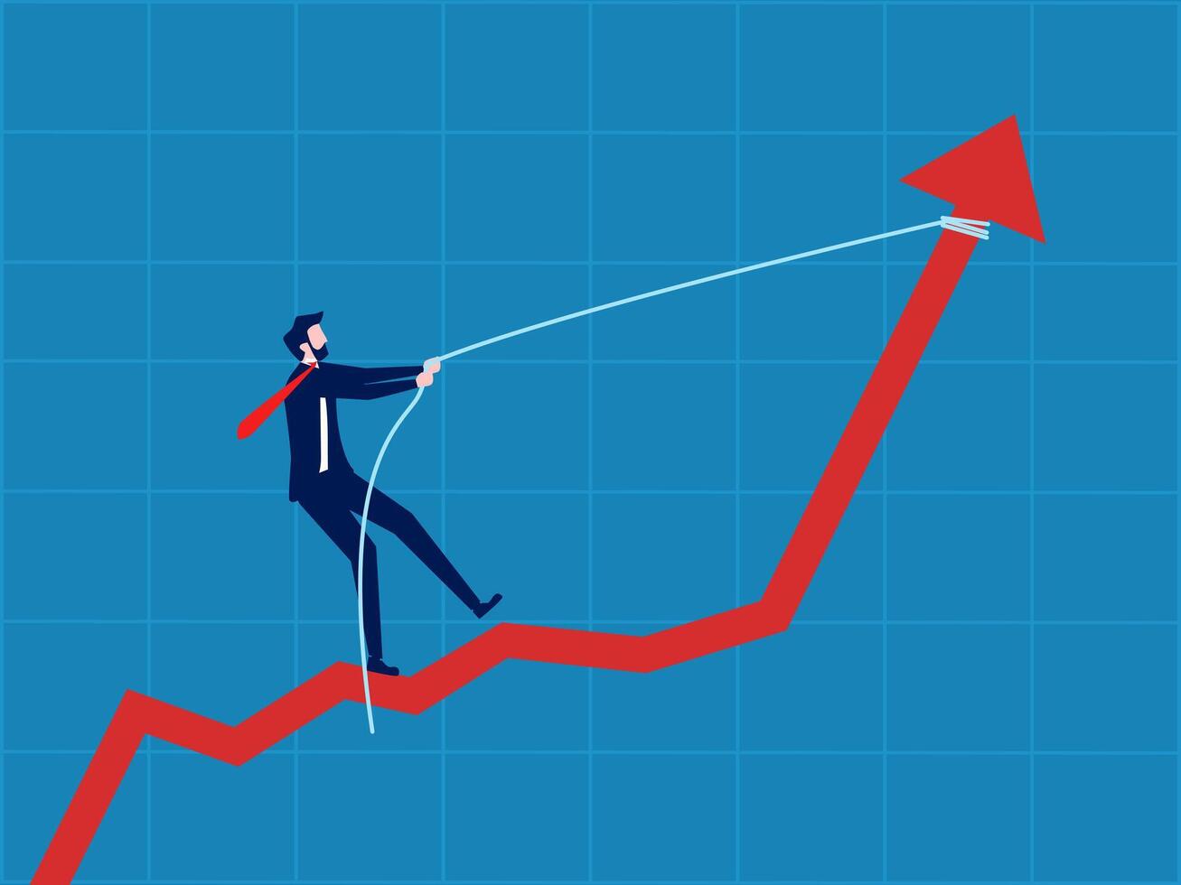 Increase profits from investment. Businessman pulls graph to increase growth vector