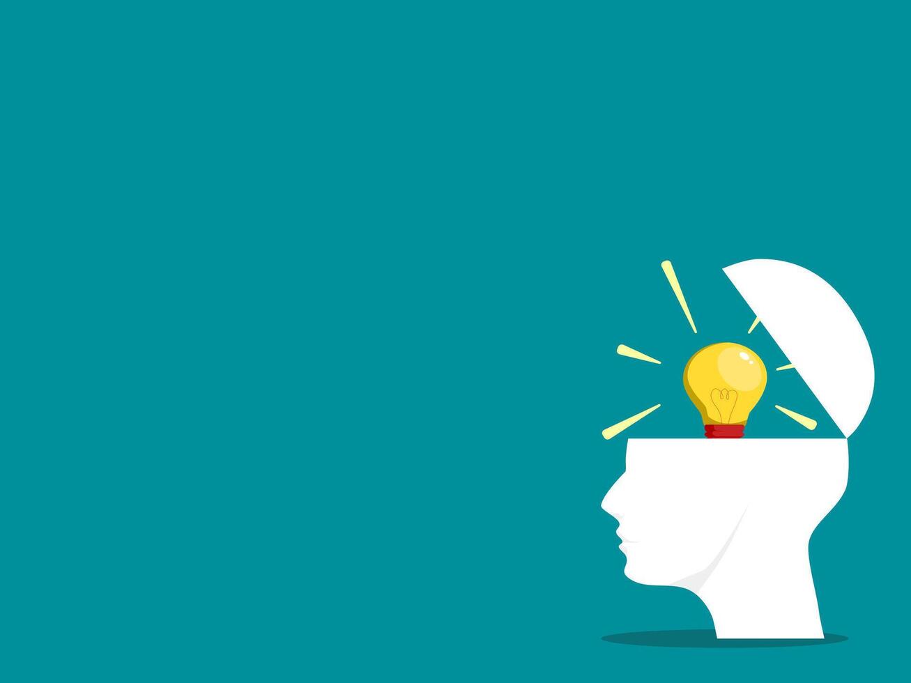 light bulb of thoughts in the human head. creative vector