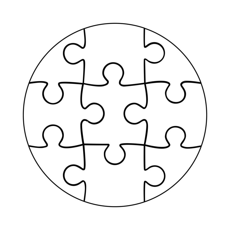 Round jigsaw. Jigsaw puzzle with thinking puzzle game vector