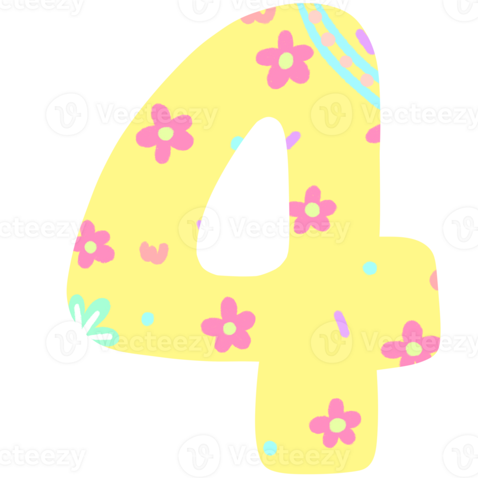Numbers of easter pastel font png hand drawn