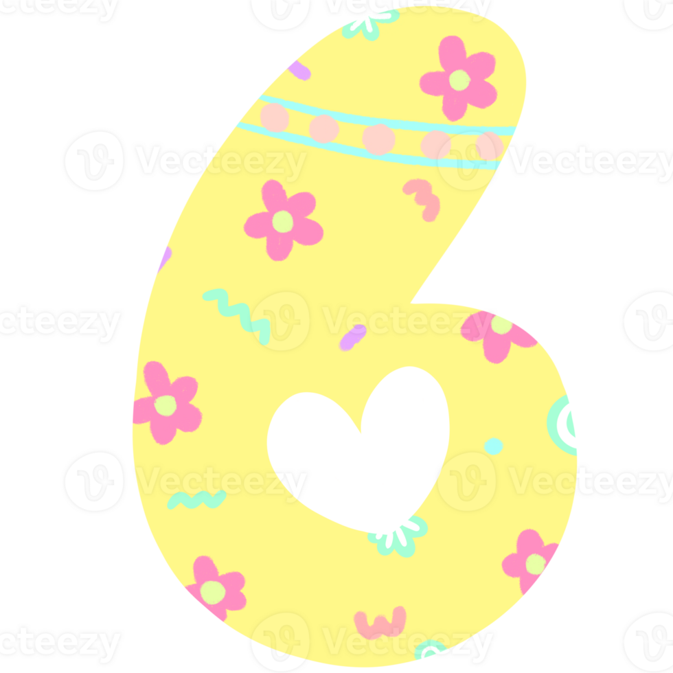 Numbers of easter pastel font png hand drawn