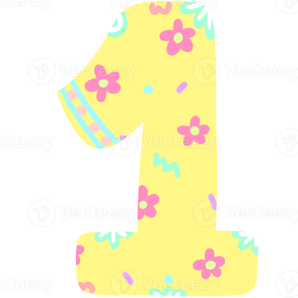 Numbers of easter pastel font png hand drawn