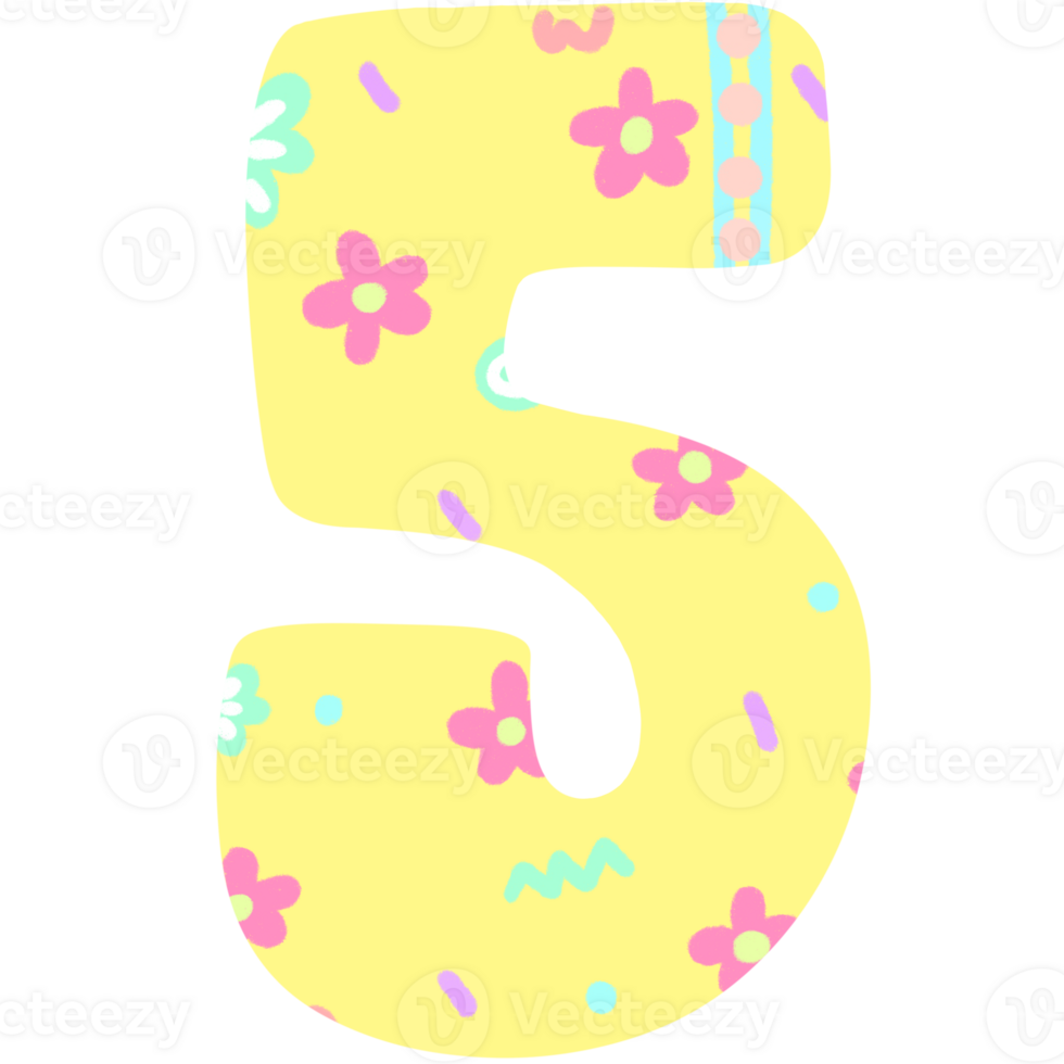 getallen van Pasen pastel doopvont PNG hand- getrokken