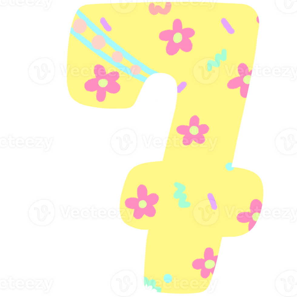 Numbers of easter pastel font png hand drawn