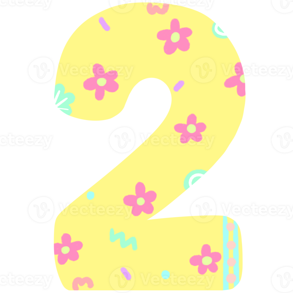 Numbers of easter pastel font png hand drawn