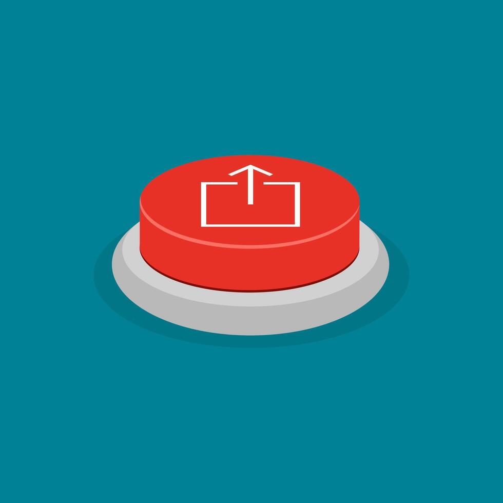 Red upload button. share and upload concept. vector