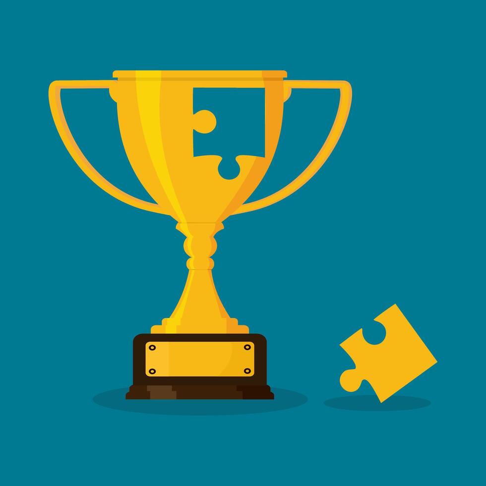 Trophy puzzle on a blue background. business concept vector