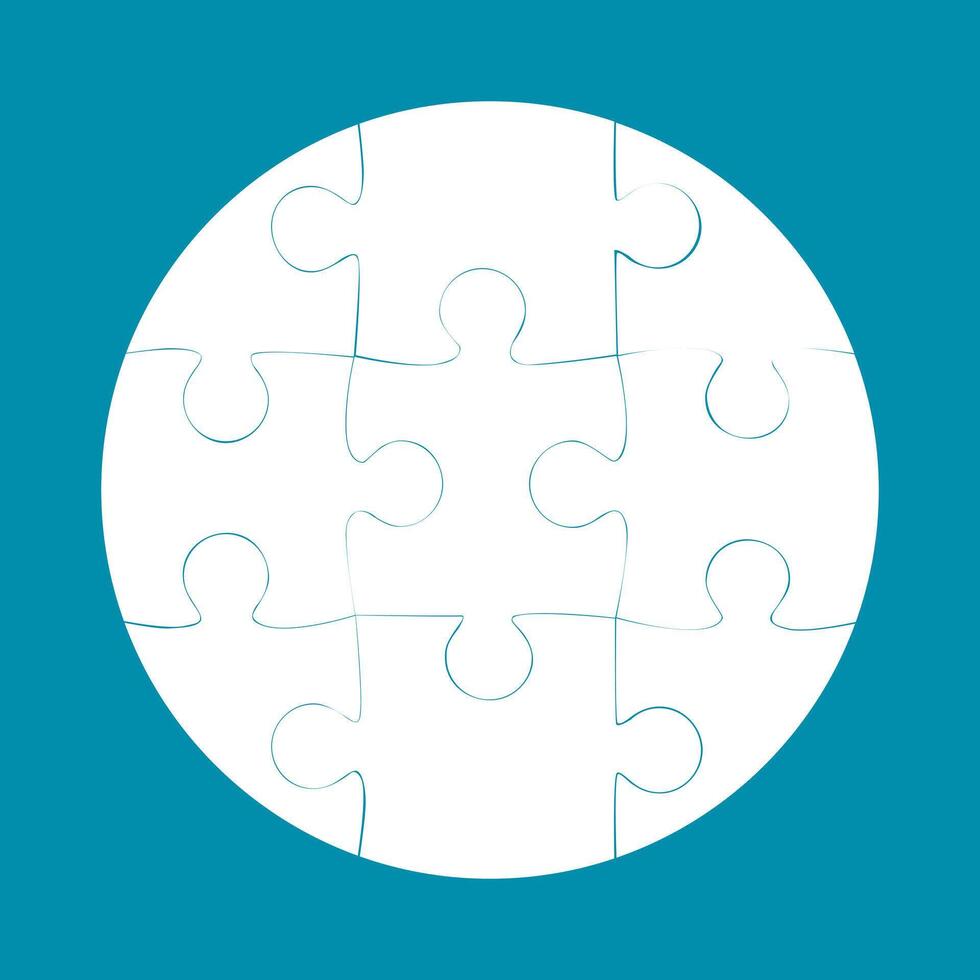Round jigsaw. Jigsaw puzzle with thinking puzzle game vector