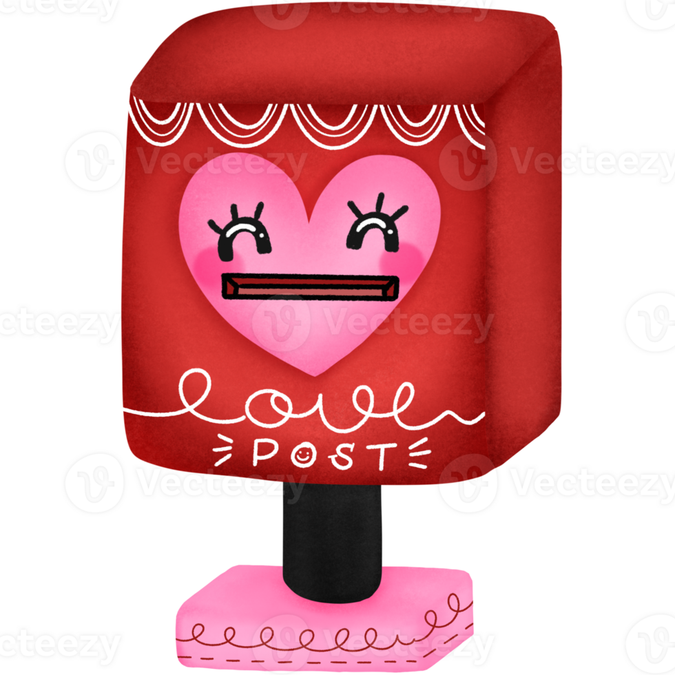 Love post heart mailbox watercolor png hand drawn